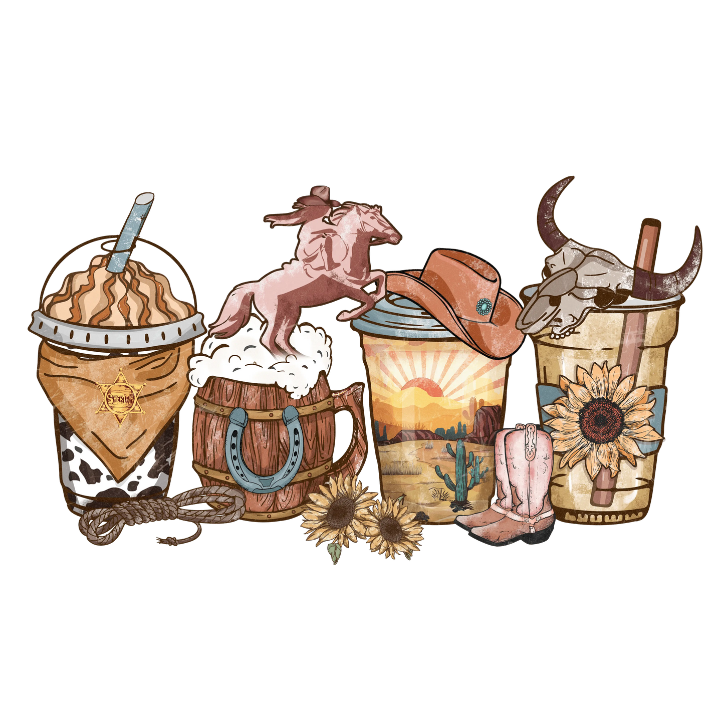 Western Drink Design - DTF Ready To Press