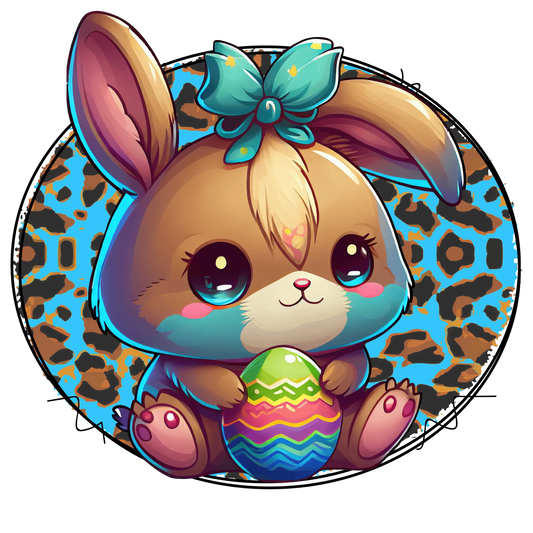 Cute Bunny Easter Leopard Design - DTF Ready To Press