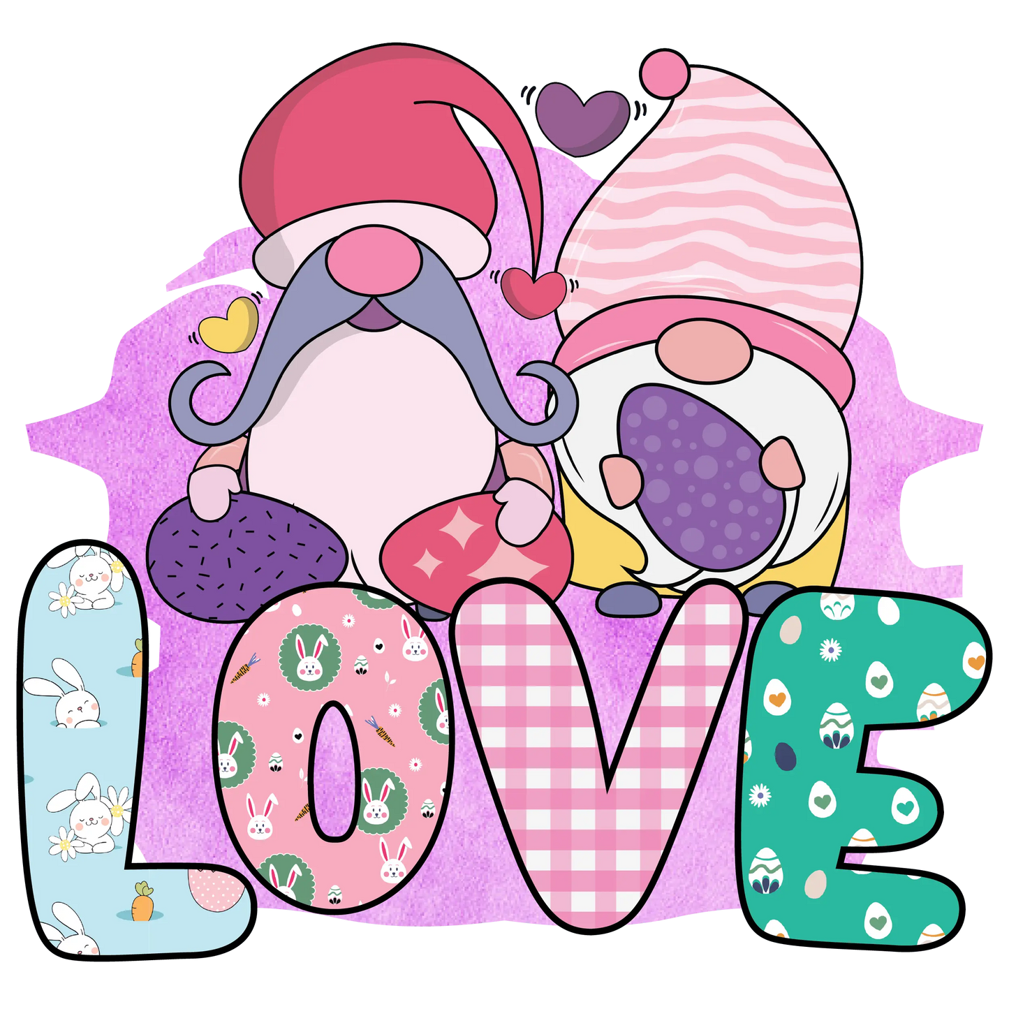 Gnome Easter Love Design - DTF Ready To Press