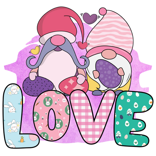 Gnome Easter Love Design - DTF Ready To Press