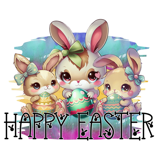 Cute Bunny Happy Easter Design - DTF Ready To Press