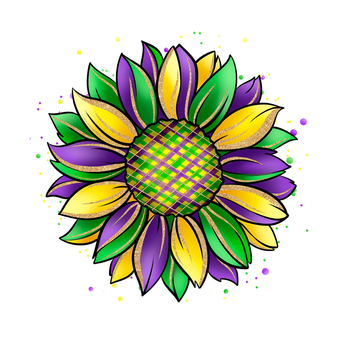 Mardi Gras Sunflower Design - DTF Ready To Press