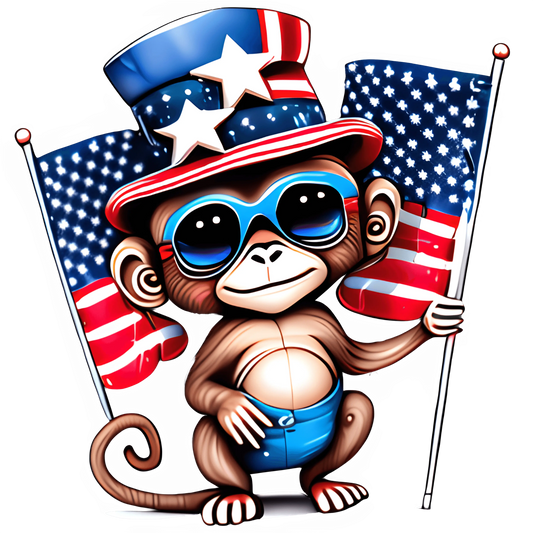 Fourth Of July Monkey Design - DTF Ready To Press