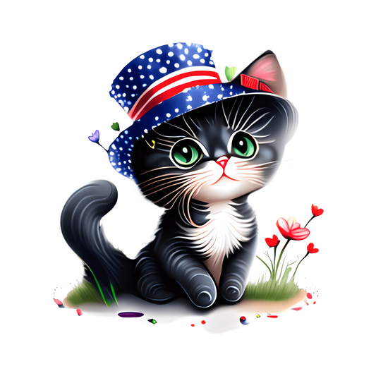4th Of July Cat Design - DTF Ready To Press