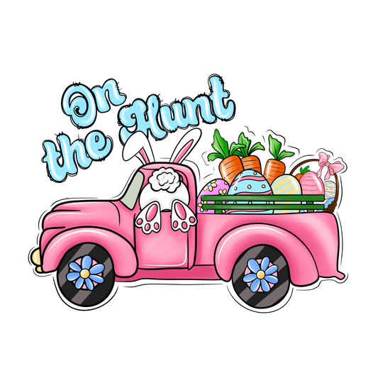 On The Hunt Easter Bunny And Truck Design - DTF Ready To Press