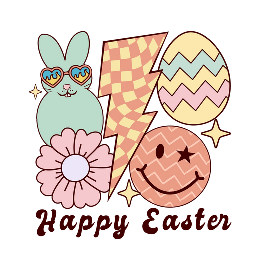 Happy Easter Smiley Design - DTF Ready To Press
