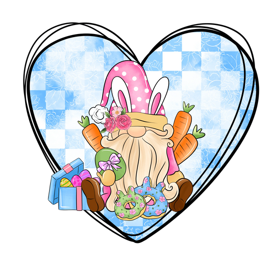 Easter Gnome Heart Design - DTF Ready To Press