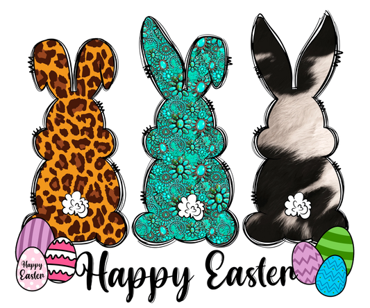 Cute Bunny Happy Easter Design - DTF Ready To Press