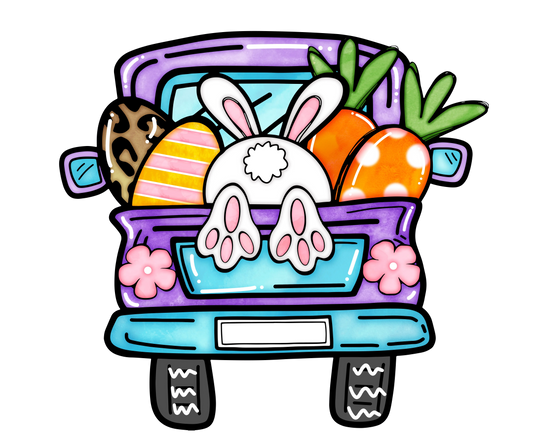 Easter Truck Bunny Design - DTF Ready To Press
