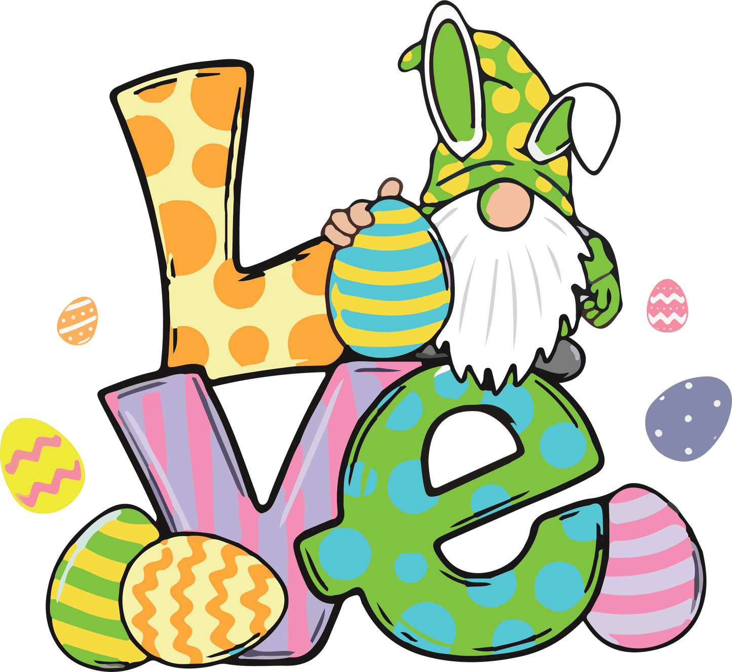 Gnome Easter Love Design - DTF Ready To Press