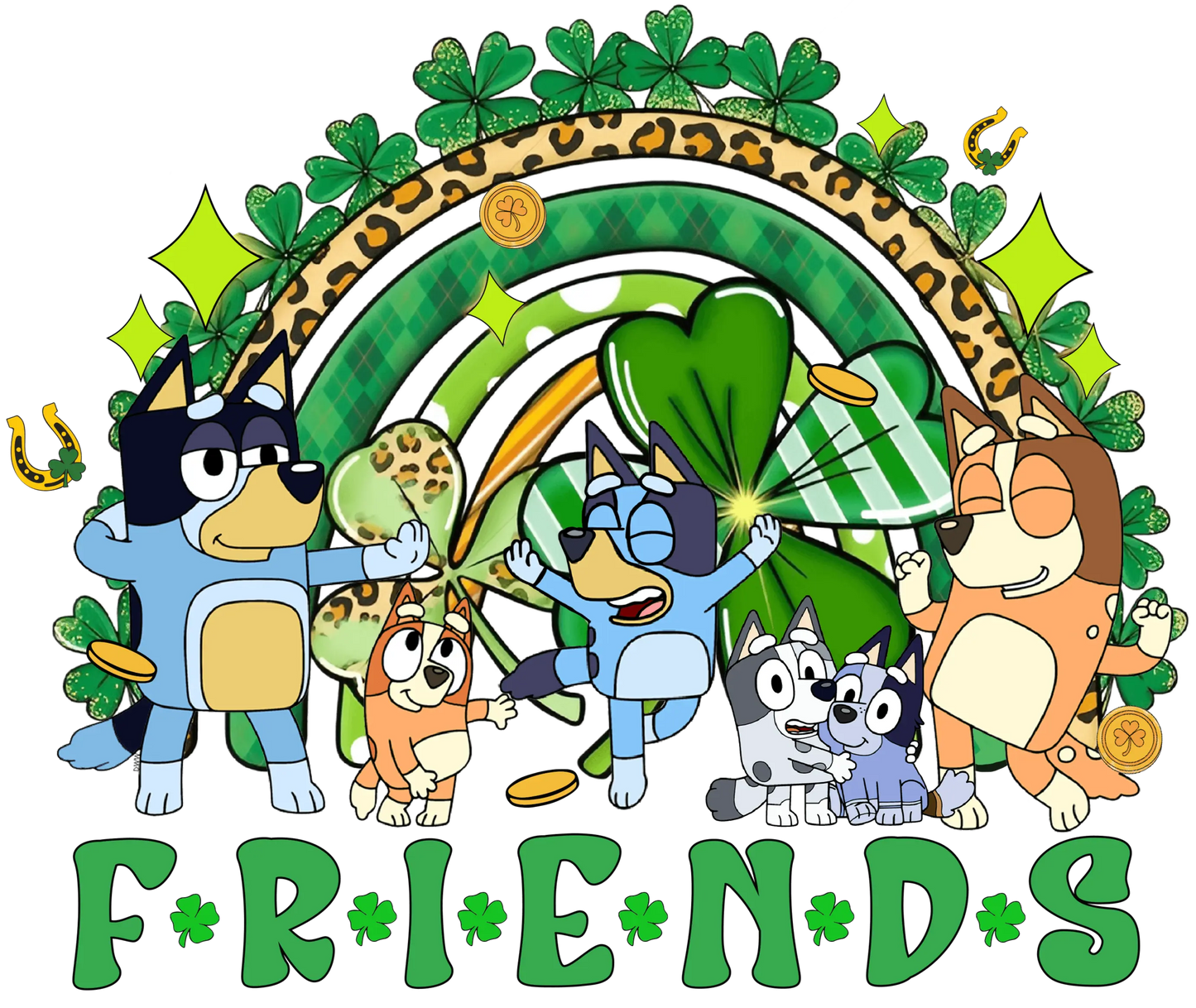 Bluey Friend Patricks Day Irish - DTF Ready To Press