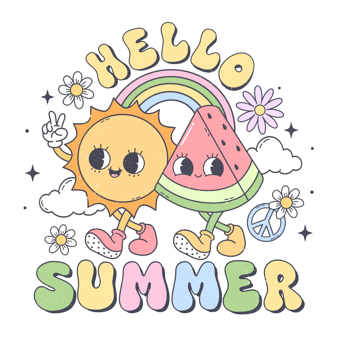 Hello Summer Design - DTF Ready To Press