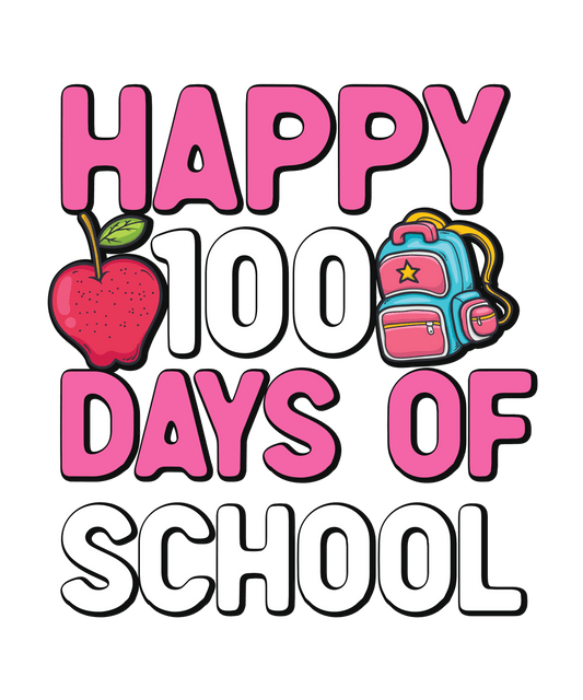 Happy 100 Days Of School Apple Design - DTF Ready To Press