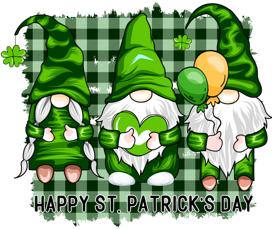 Happy Saint Patricks Day Gnomes Design - DTF Ready To Press
