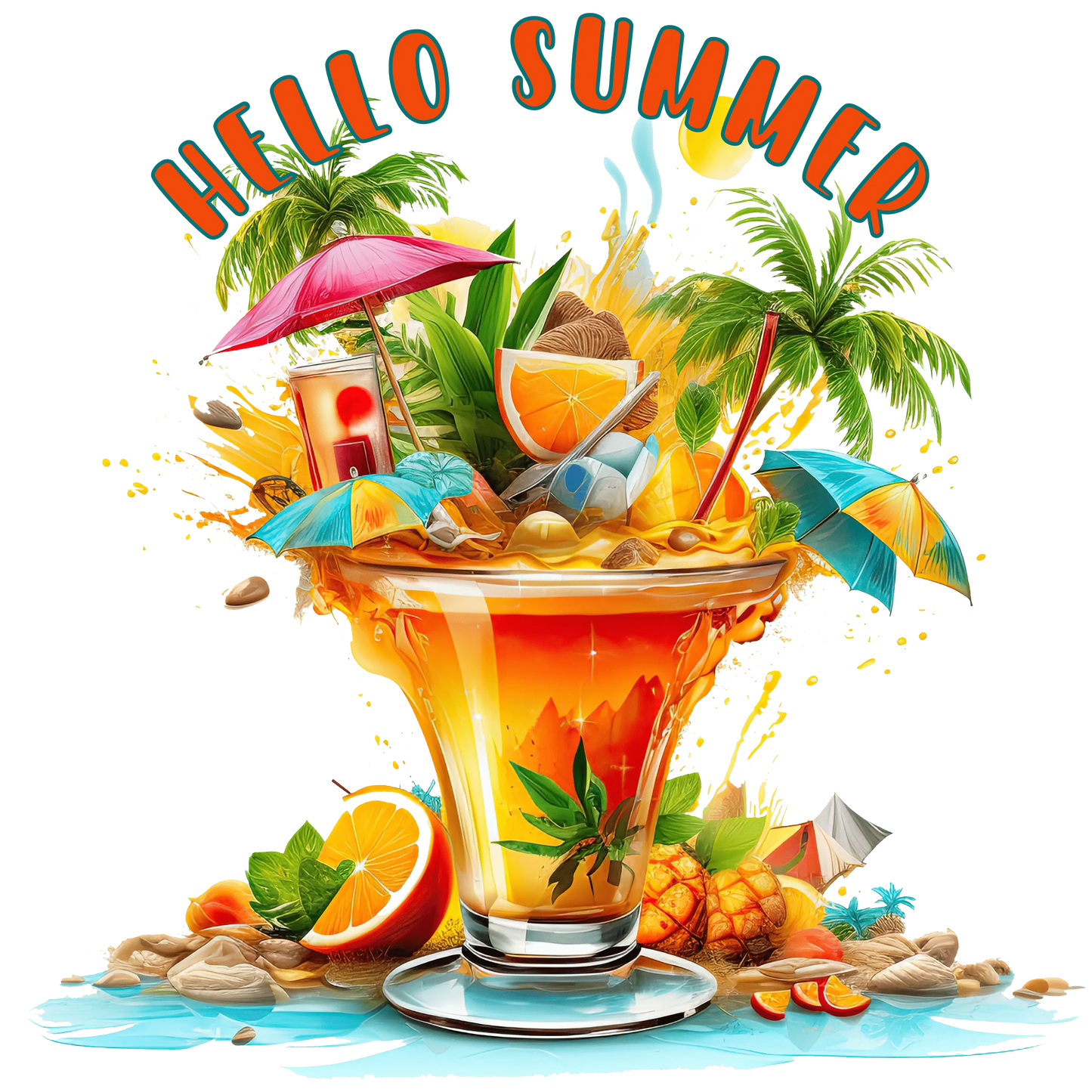 Hello Summer Design - DTF Ready To Press