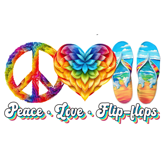Peace Love Flip-Flops Design - DTF Ready To Press