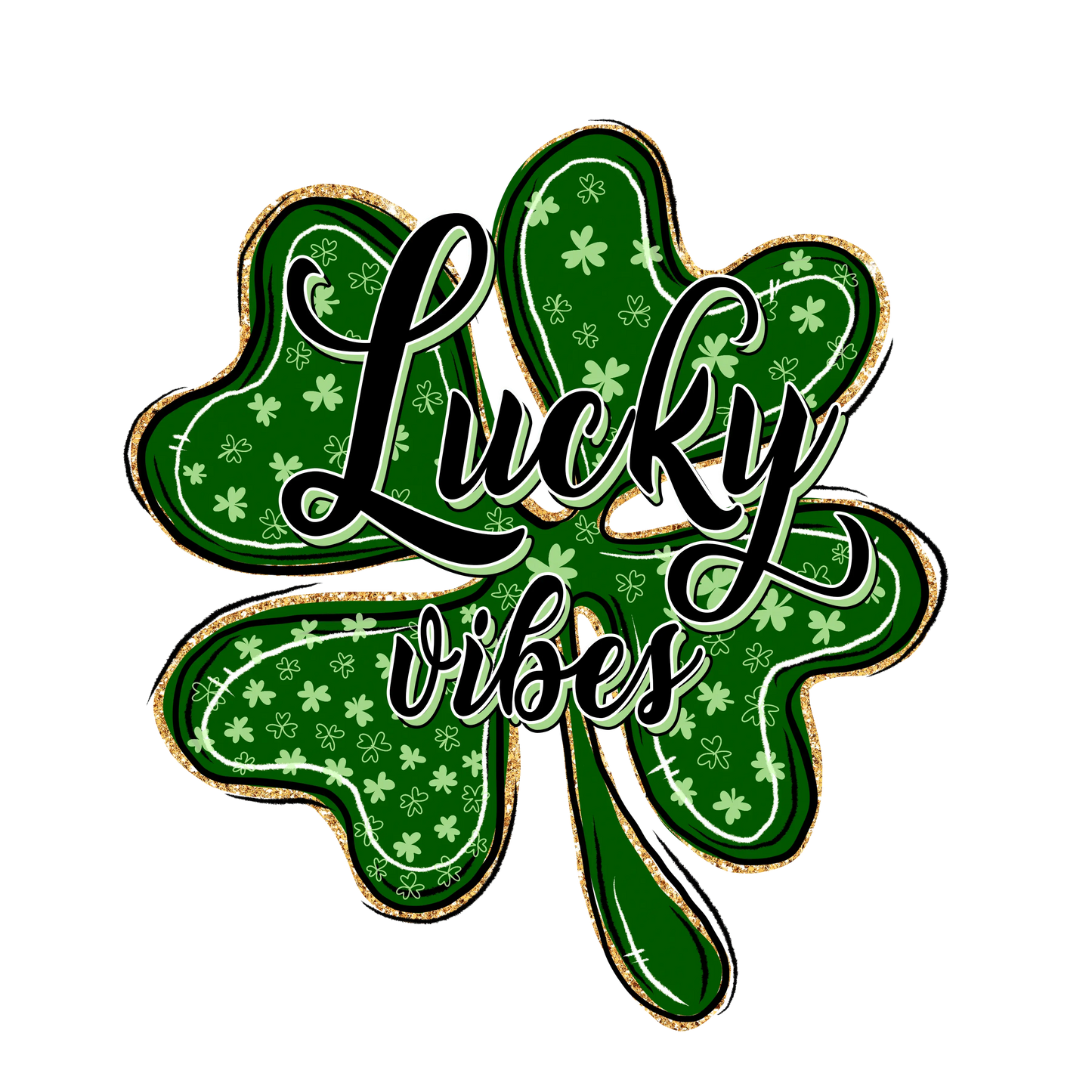 Clover Lucky Vibes Saint Patricks Day Cheetah Design - DTF Ready To Press