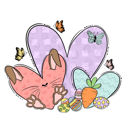 Easter Cute Bunny Heart Design - DTF Ready To Press