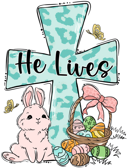He Lives Easter Bunny Design - DTF Ready To Press