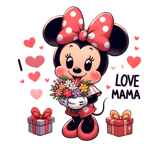 I Love Mom Minnie Mouse Design - DTF Ready To Press
