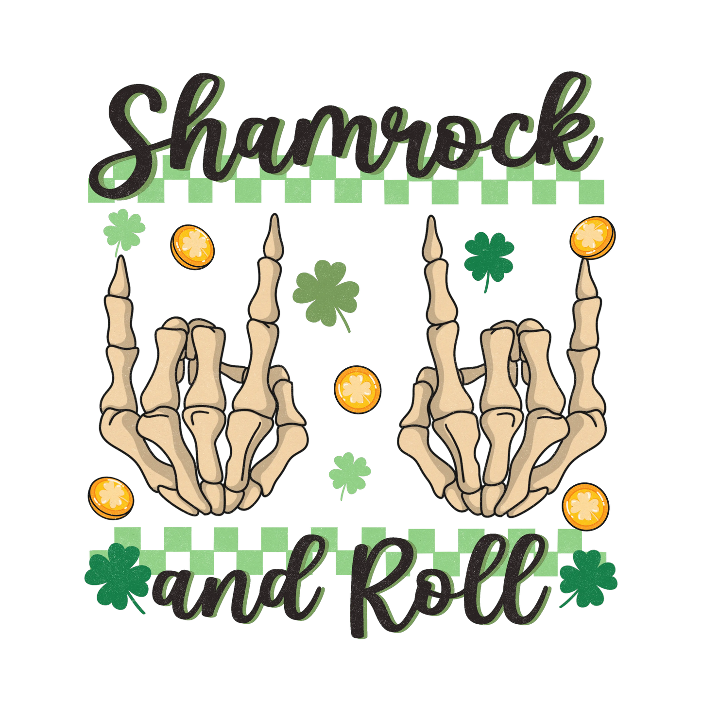 Shamrock And Roll Saint Patrick's Day Design - DTF Ready To Press