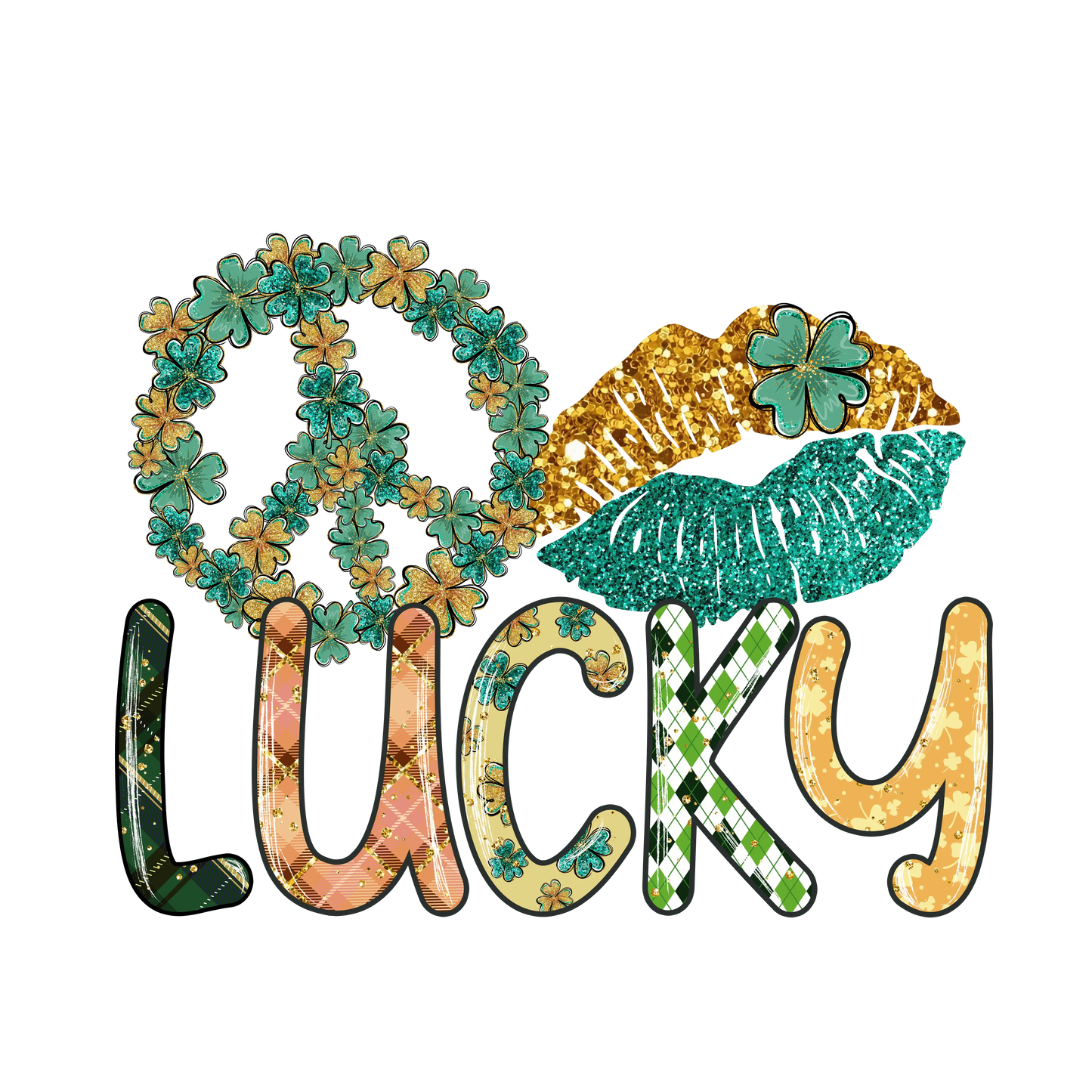 Lucky St Patrick's Peace Design - DTF Ready To Press