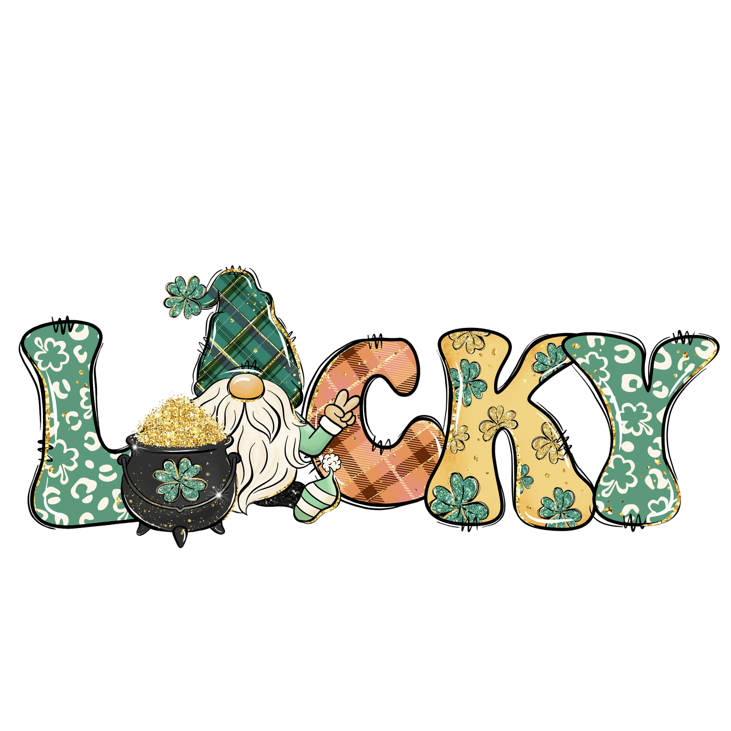 Lucky St Patrick's Gnome Design - DTF Ready To Press