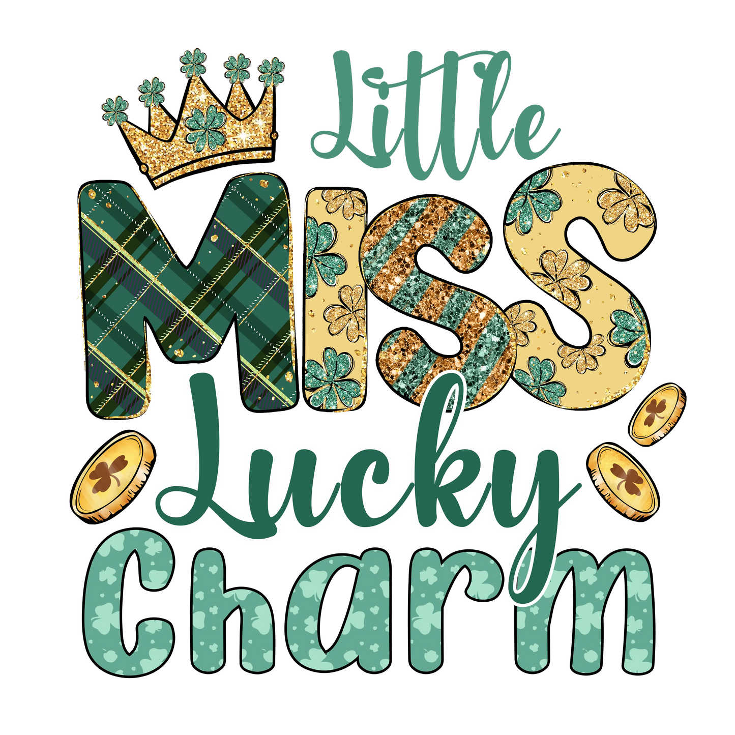 Little Miss Lucky Charm Saint Patrick's Design - DTF Ready To Press