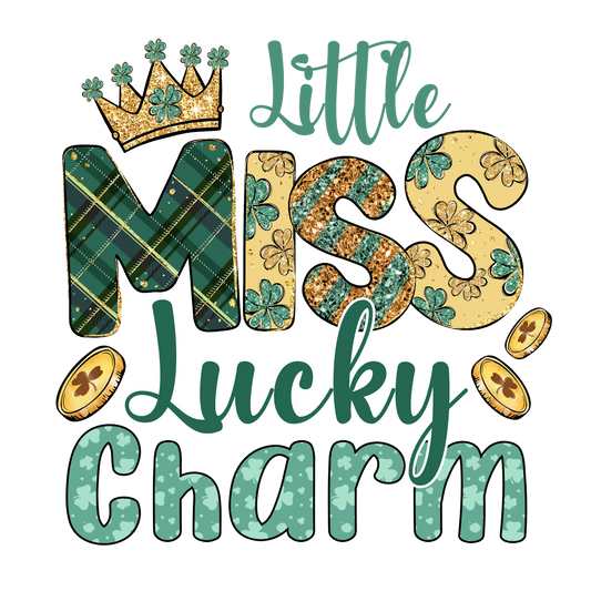 Little Miss Lucky Charm Saint Patrick's Design - DTF Ready To Press
