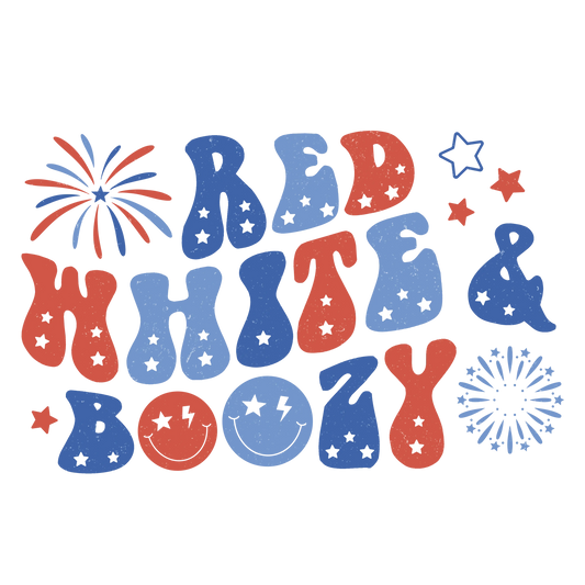 Red White Boozy Design - DTF Ready To Press