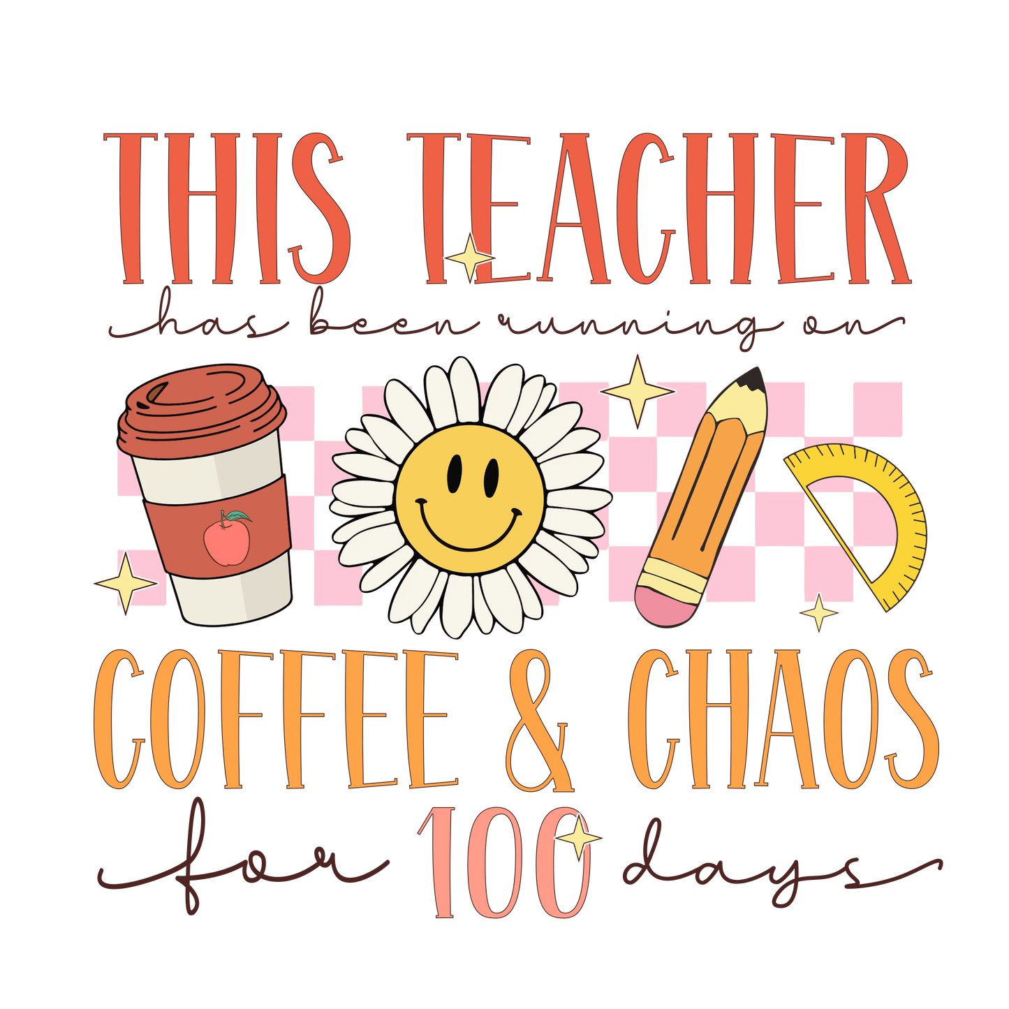 Retro 100 Days Of School Design - DTF Ready To Press