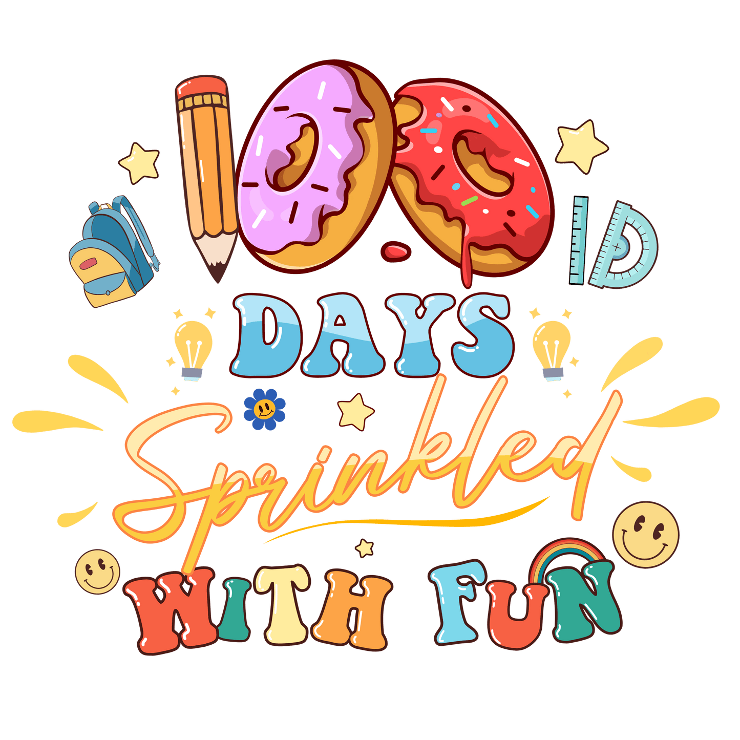 Funny 100 Days Of School Design - DTF Ready To Press