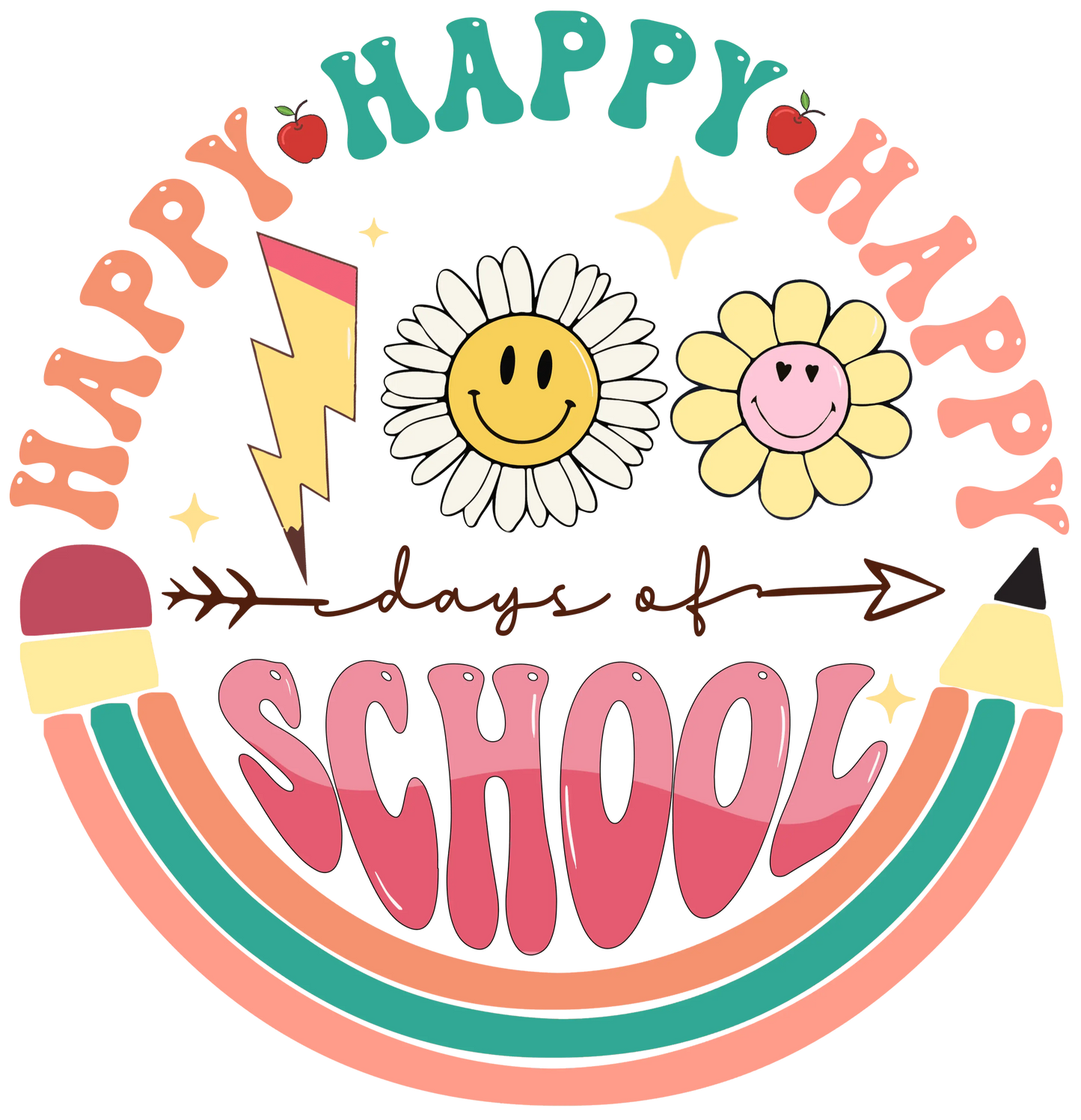 Happy 100 Days Of School Design - DTF Ready To Press