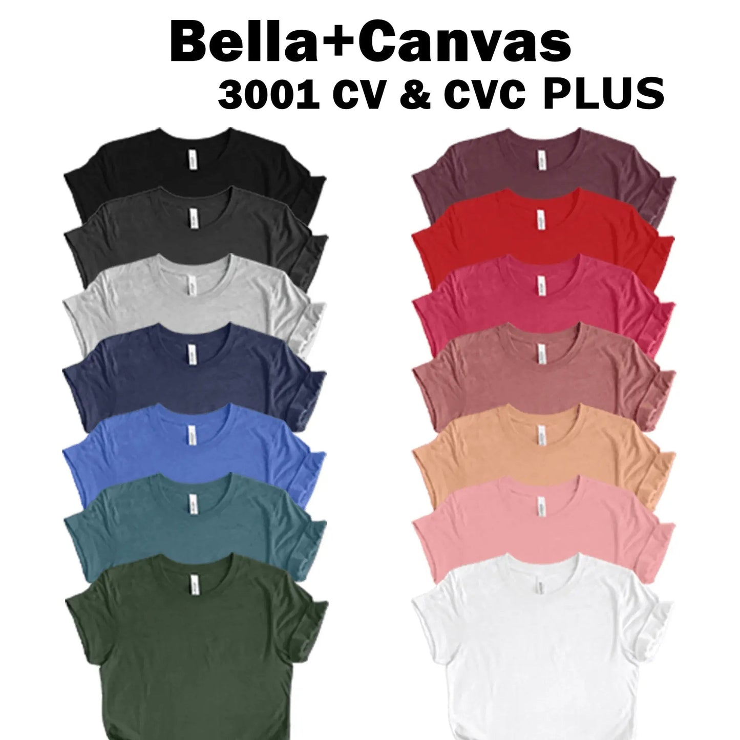 Bella+Canvas 3001 CV & CVC Unisex Jersey Short Sleeve Tee PLUS SIZE