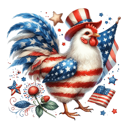 American Chicken Design - DTF Ready To Press