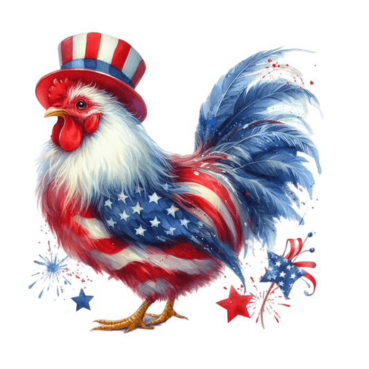 4th Of July Chicken Design - DTF Ready To Press