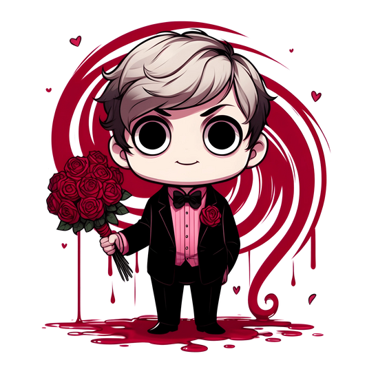 Vampire Valentine's Day Rose Design - DTF Ready To Press