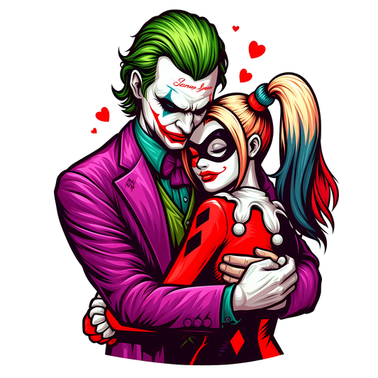 Joker And Harley Quinn Valentine's Day Hug Me Design - DTF Ready To Press