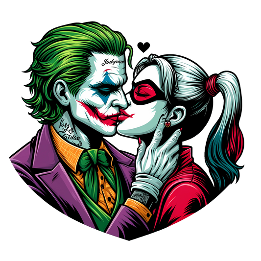 Joker And Harley Quinn Valentine's Day Kiss Me Design - DTF Ready To Press