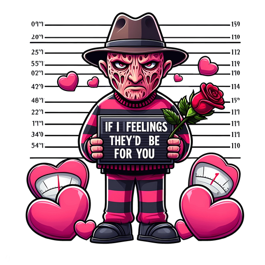 A Nightmare on Elm Street Freddy Krueger If I Feelings They'd Be For You Valentine's Day Design - DTF Ready To Press