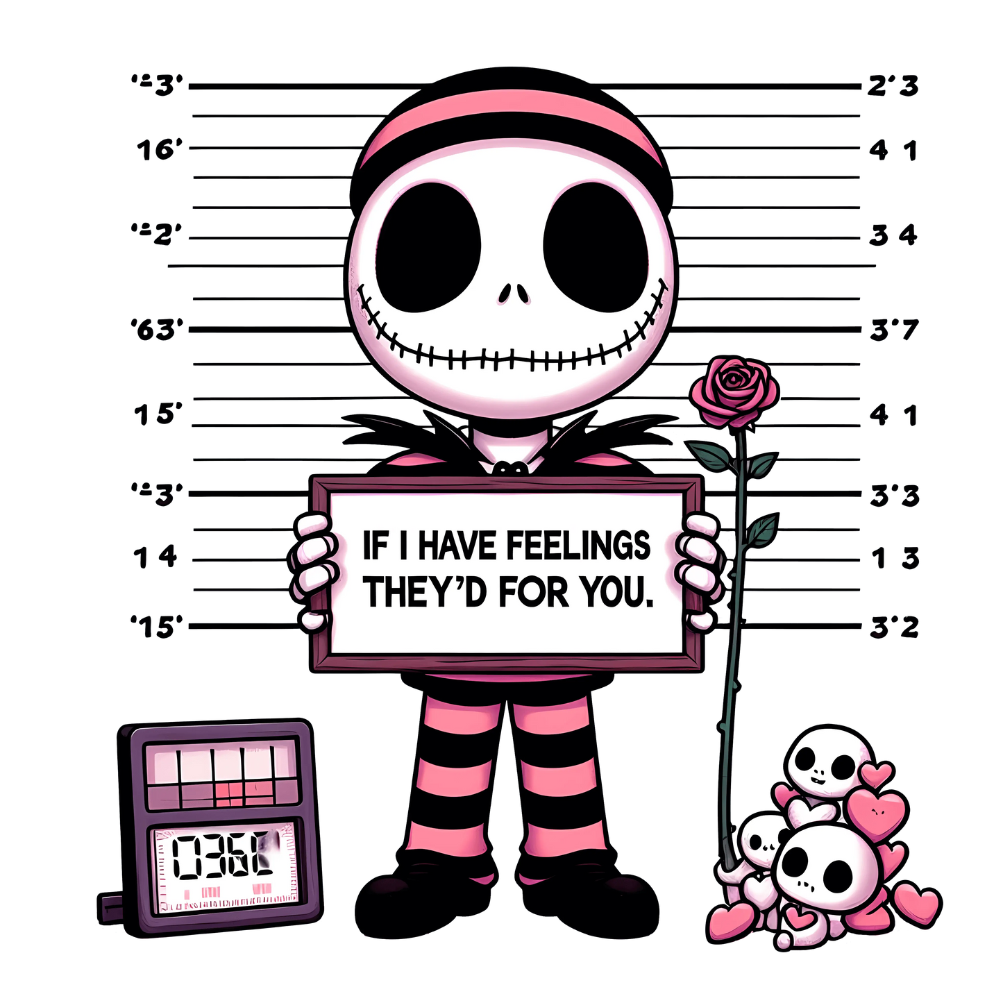 The Nightmare Before Christmas Jack Skellington If I Feelings They'd For You Valentine's Day Design - DTF Ready To Press