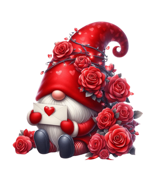 All Rose For You Gnome Valentine's Day Design - DTF Ready To Press