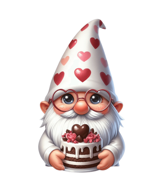 Gnome Cake For You Valentine's Day Design - DTF Ready To Press