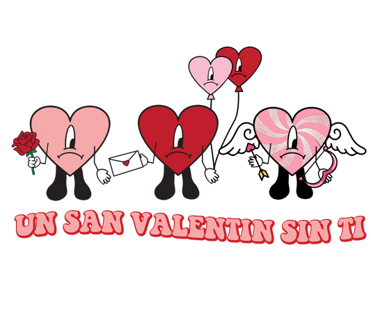 Un San Valentine Sin Ti Bad Bunny Cupid Valentine's Day Design - DTF Ready To Press