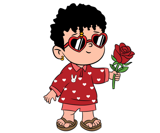 Bad Bunny Rose For You Valentine's Day Design - DTF Ready To Press
