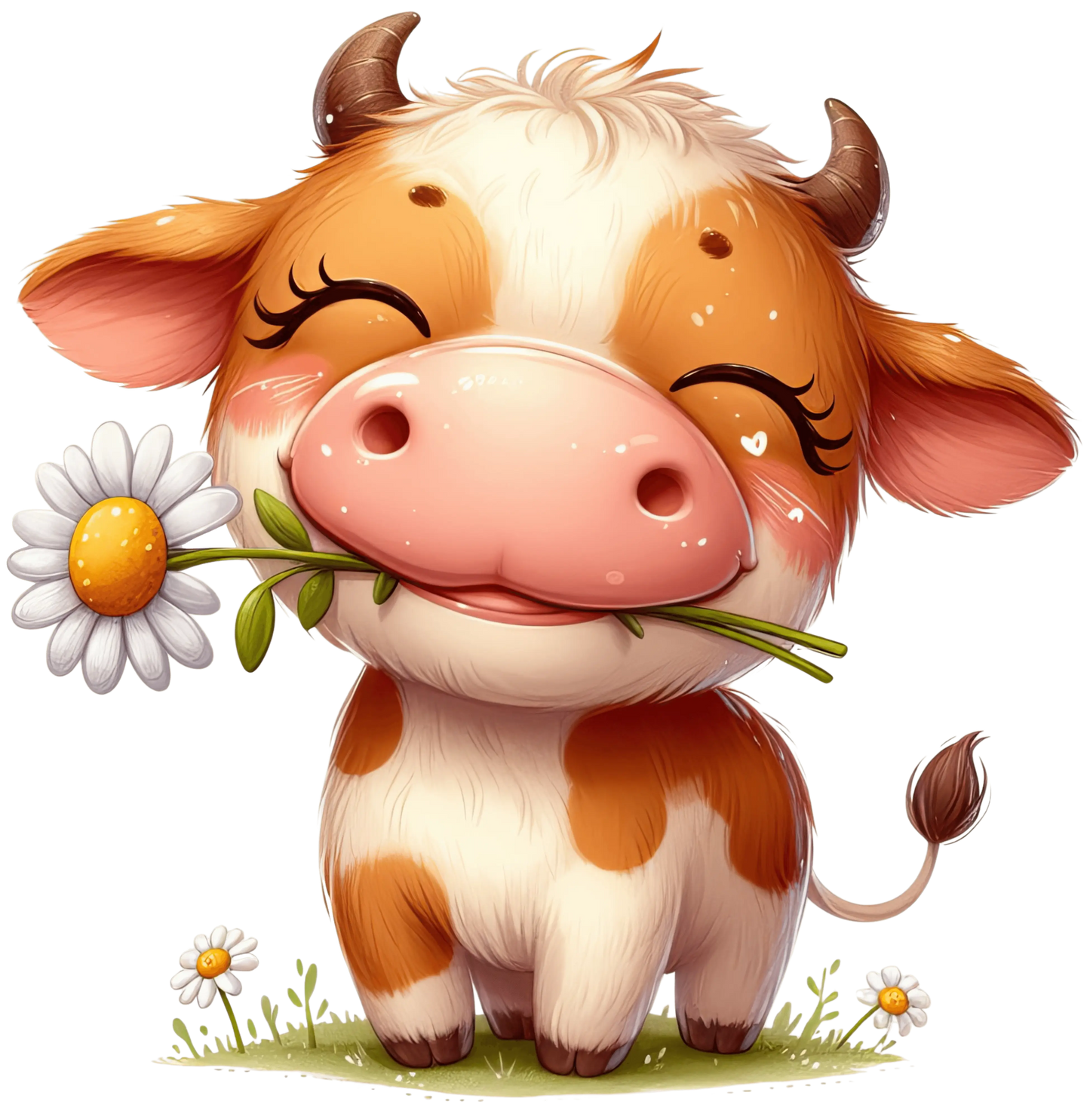 Cow And Daisy Valentine's Day Design - DTF Ready To Press