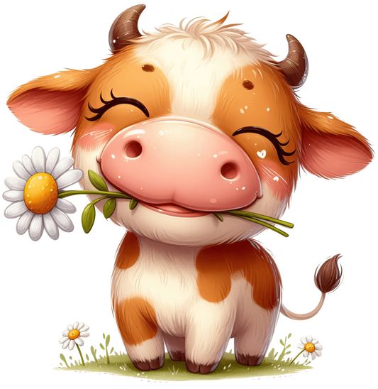 Cow And Daisy Valentine's Day Design - DTF Ready To Press