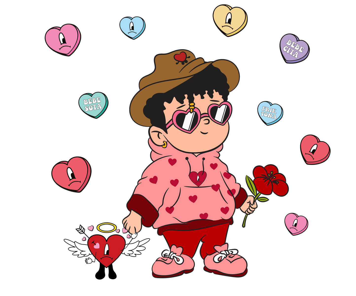 Bad Bunny Bebesota Bebecita Friktona Valentine's Day Design - DTF Ready To Press