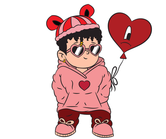 Bad Bunny Valentine's Day Heart Design - DTF Ready To Press