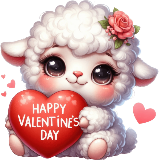 Happy Valentine's Day Sheep Design - DTF Ready To Press